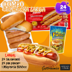 COMBO 24 SALCHICHAS LARGAS **SWIFT** + PAN + ADEREZO