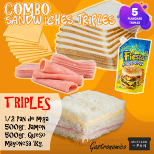 COMBO SANDWICH TRIPLES (1/2 PAN + MAYO + FETA QUESO + FETA JAMON)