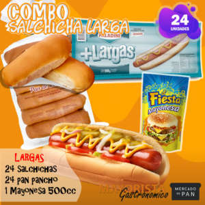 COMBO 24 SALCHICHAS LARGAS **PALADINI** + PAN + ADEREZO
