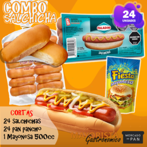 COMBO 24 SALCHICHAS CORTAS **PALADINI** + PAN + ADEREZO
